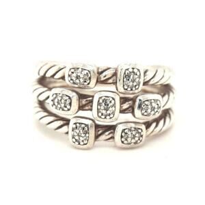 David Yurman - 3 Row Confetti Ring w/Diamonds Size 7.5